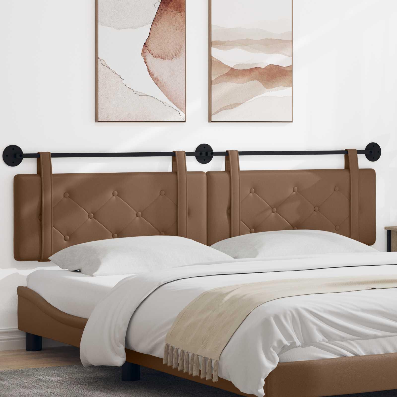 Hængende Hovedgavl Cappuccino 210 x 55 x 5 cm Faux læder billede