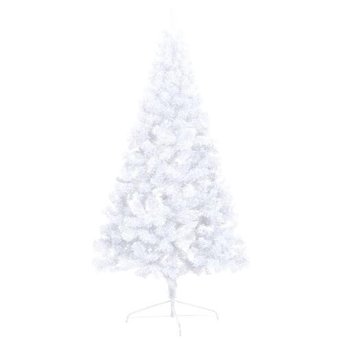 Kunstigt halvt juletræ med lys og kuglesæt 150 cm hvid