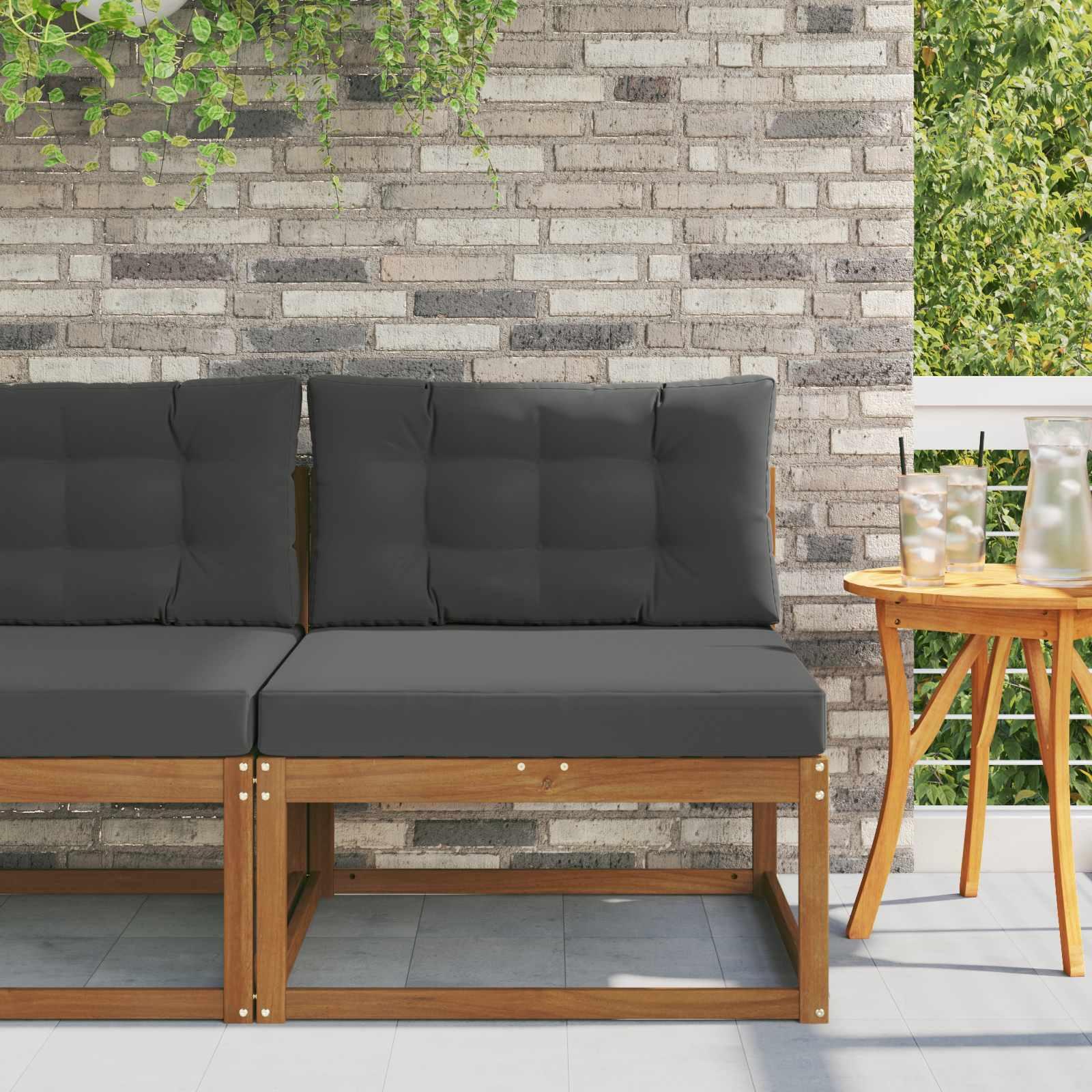 Udendørs Mellem Sofa Massivt Akacietræ Naturfarvet billede
