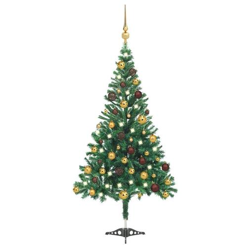 Kunstigt juletræ med lys og kuglesæt 120 cm 230 grene