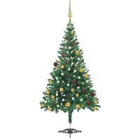 Kunstigt juletræ med lys og kuglesæt 180 cm 564 grene