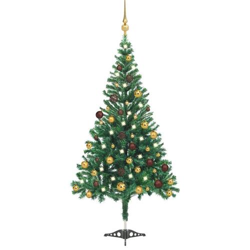 Kunstigt juletræ med lys og kuglesæt 180 cm 564 grene