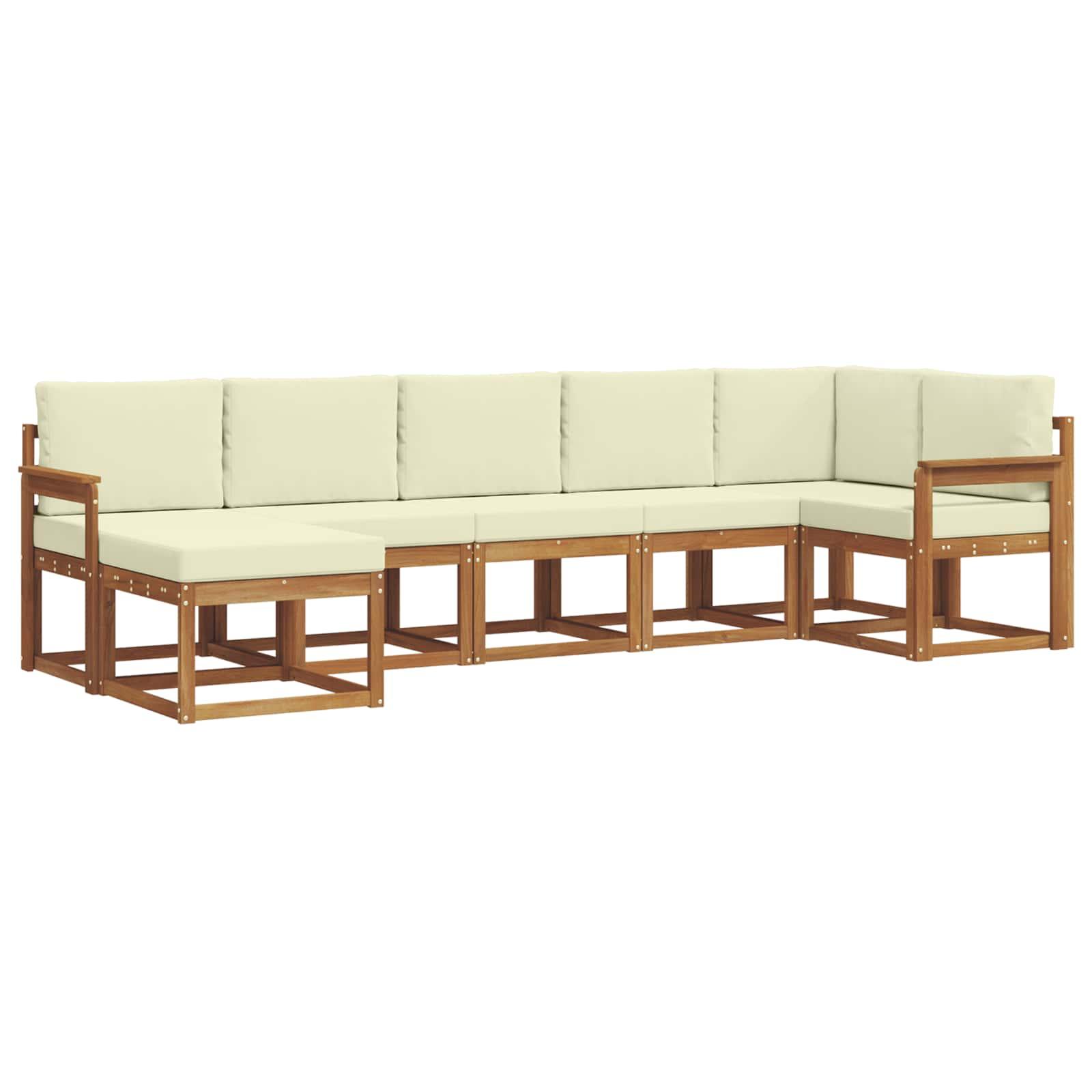 Sofa Sæt 7 stk Naturlig og Fløde Soli Akacietræ og polyester billede