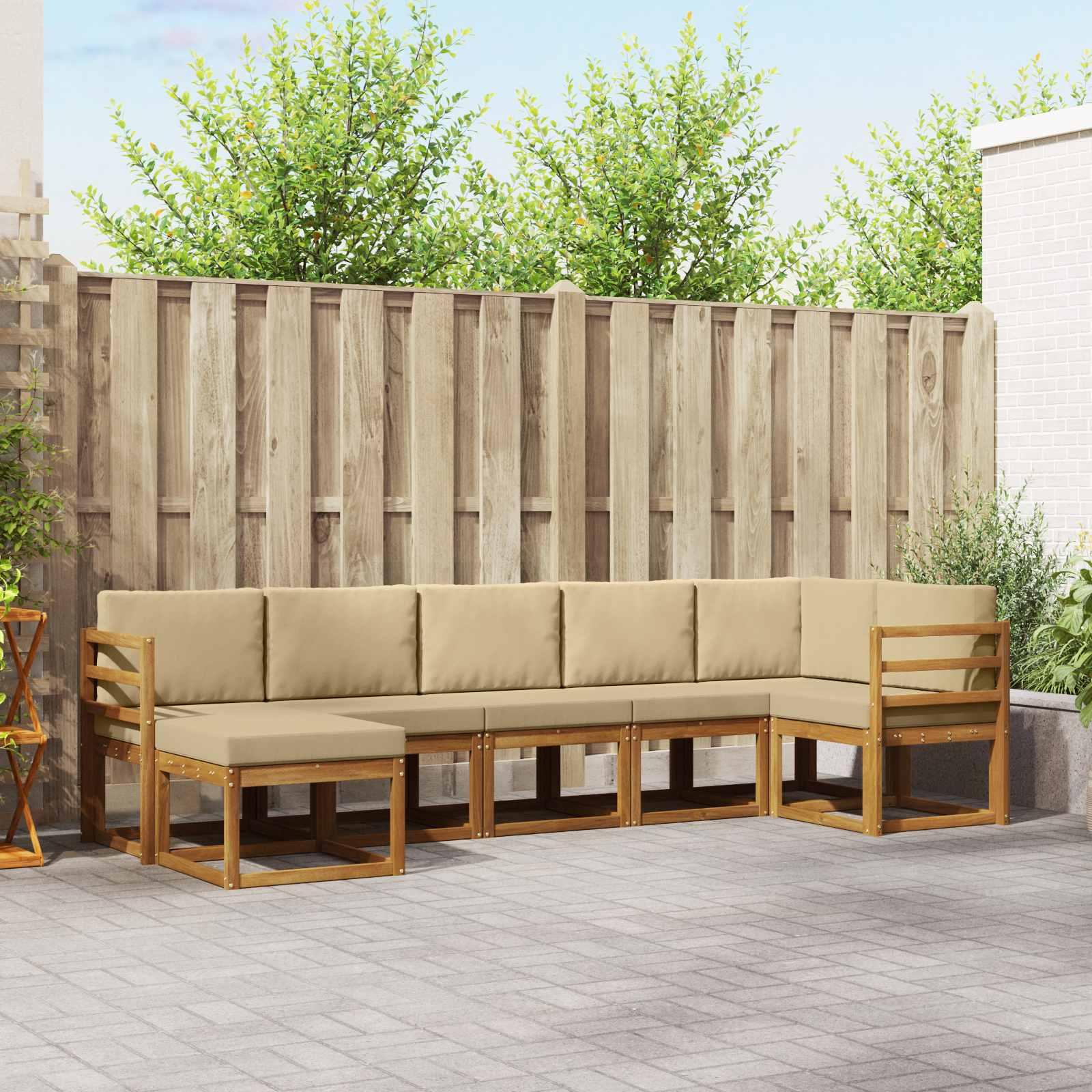 Sofa Sæt 7 stk Naturlig og Beige Soli Akacietræ og polyester billede