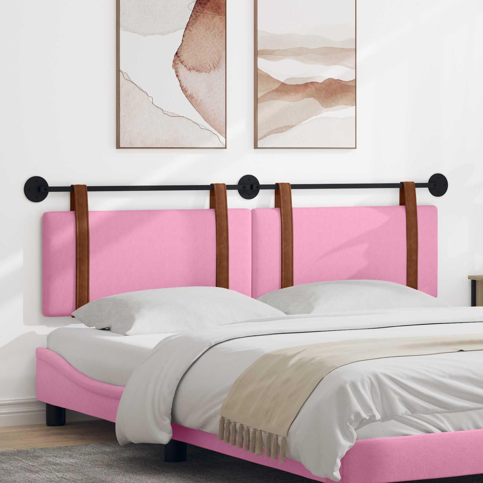 Hængende Hovedgavl Vægmonteret Lyserød 170 x 55 x 5 cm Antik PU billede