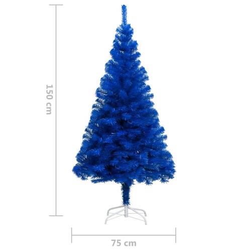 Kunstigt juletræ med lys og kuglesæt 150 cm PVC blå