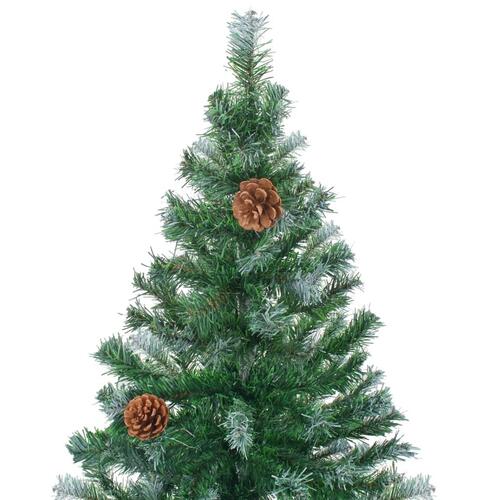 Juletræ med sne + lys + julekugler og grankogler 150 cm