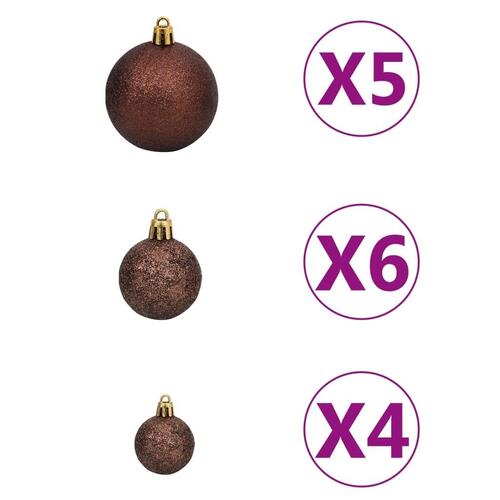 Juletræ med sne + lys + julekugler og grankogler 150 cm