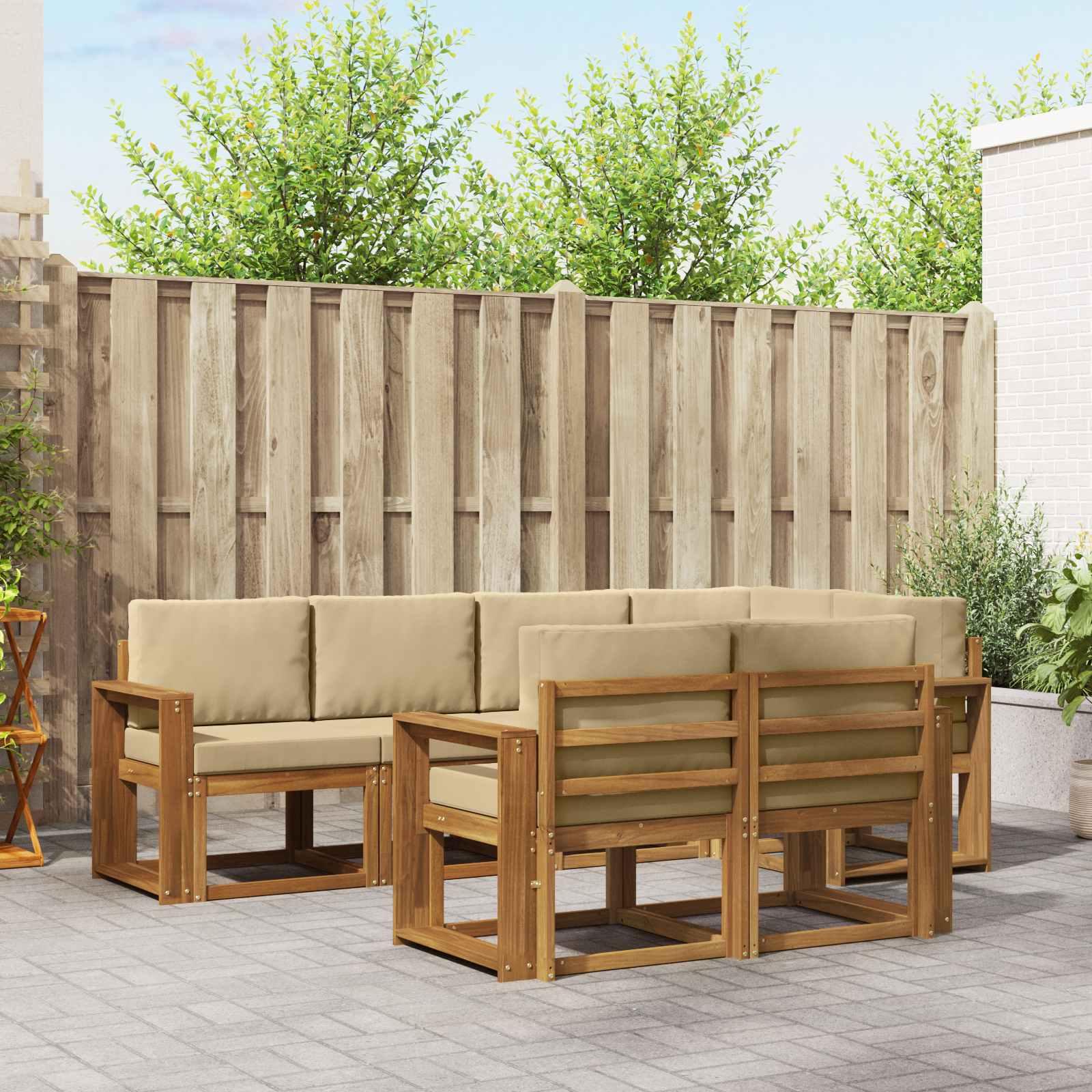 Sofa Sæt 7 stk Naturlig og Beige Soli Akacietræ og polyester billede