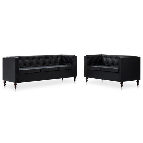 2 personers sofa kunstlæderbetræk sort