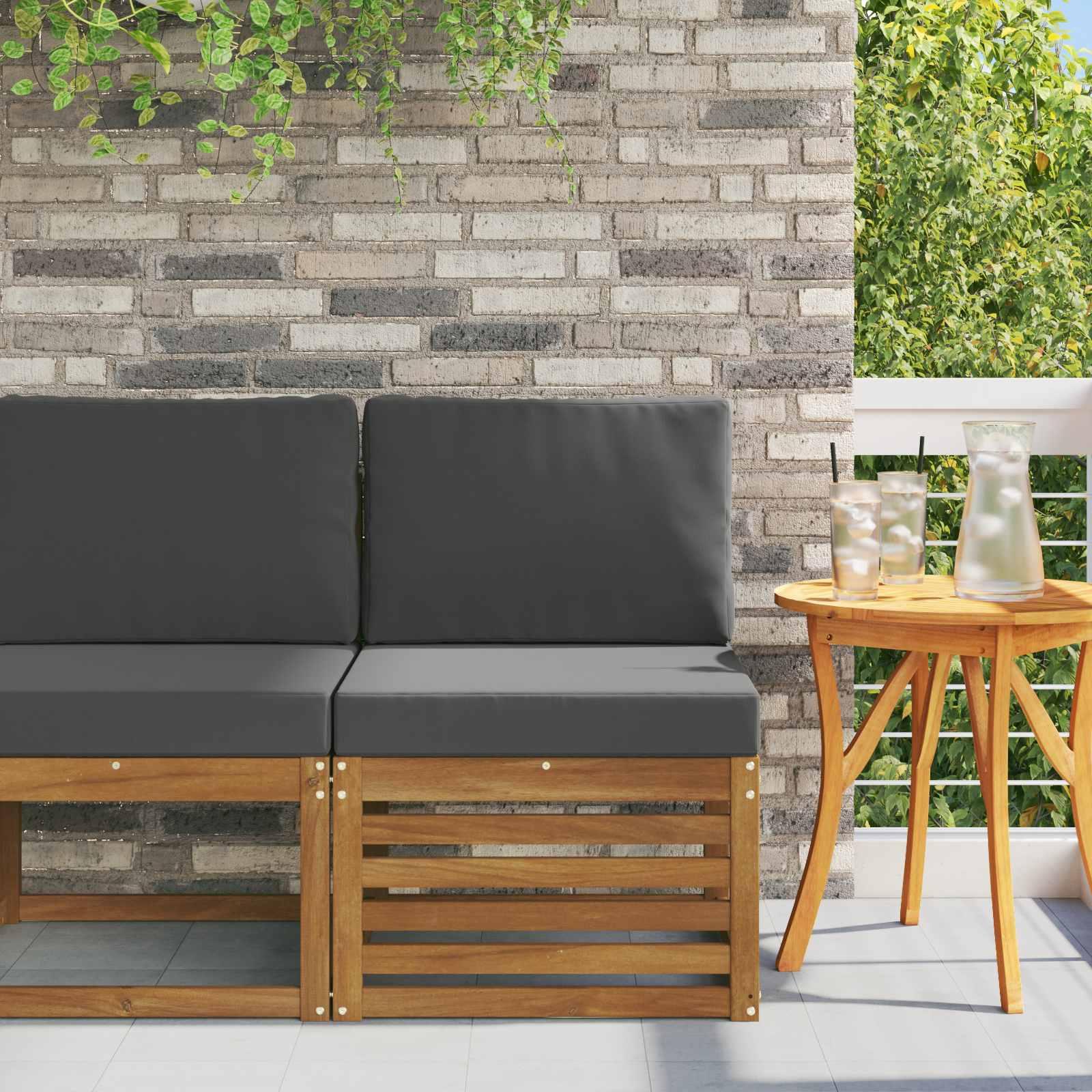 Udendørs Mellem Sofa Massivt Akacietræ Naturfarvet billede