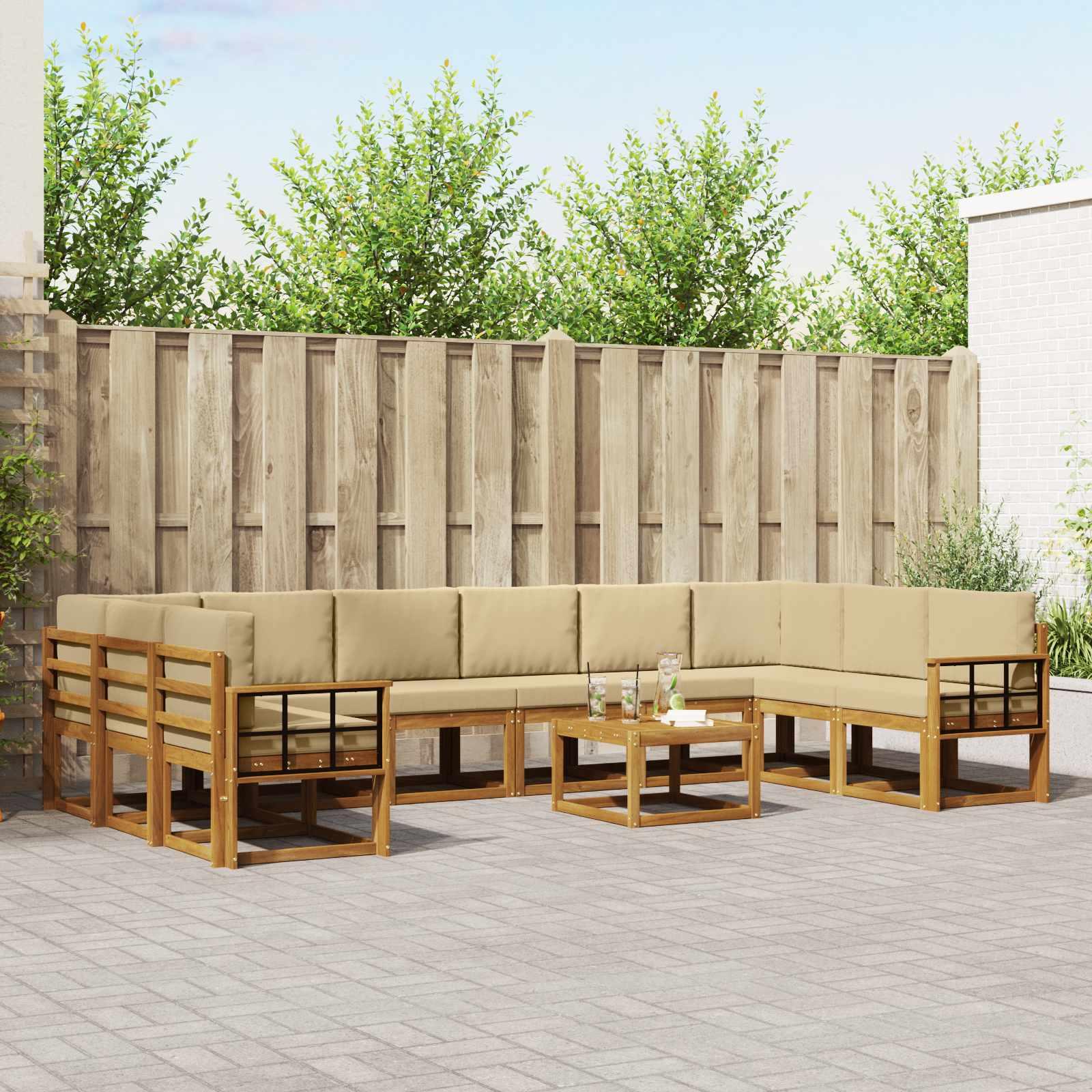 Sofa Sæt 11 stk Naturlig og Beige Soli Akacietræ og polyester billede