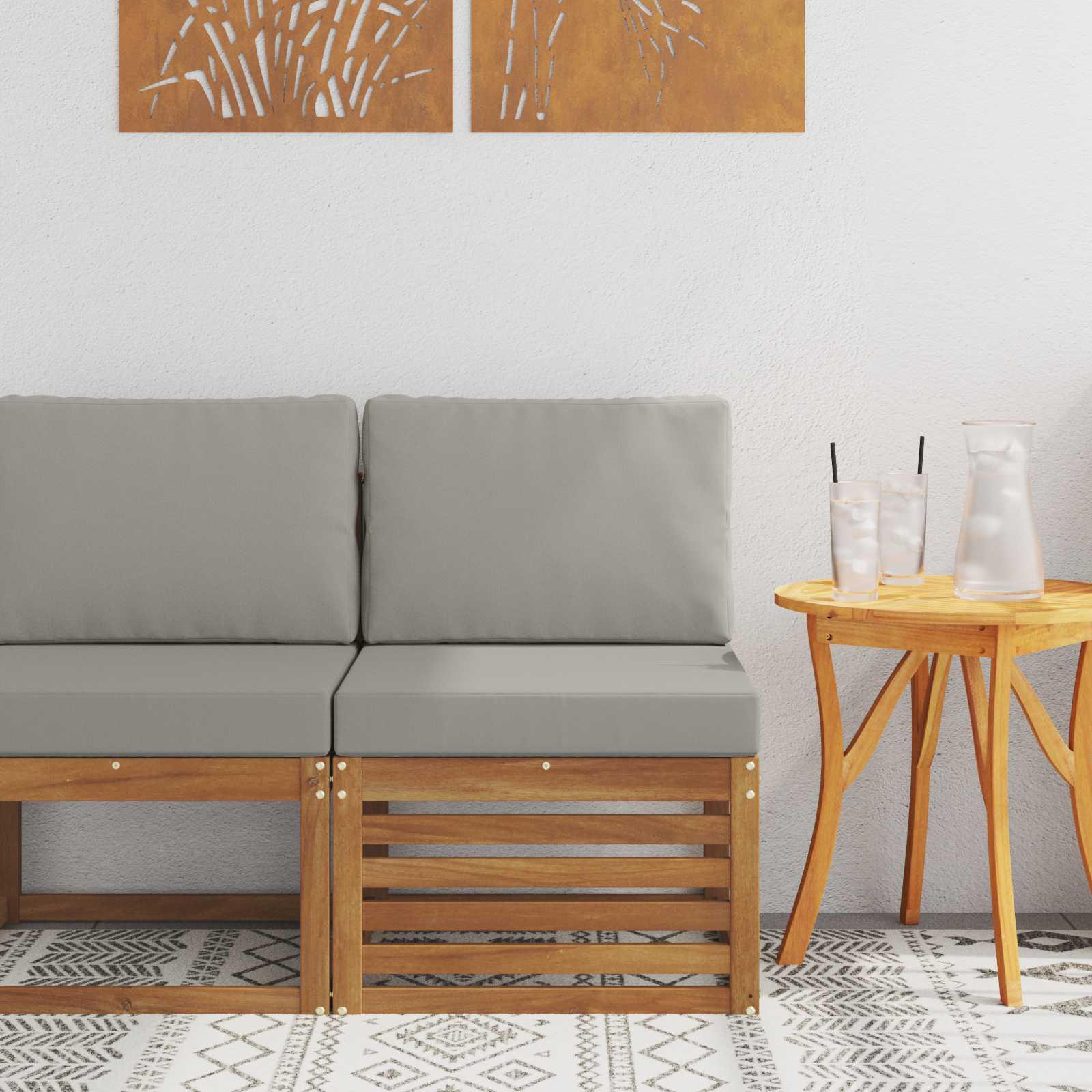 Udendørs Mellem Sofa Massivt Akacietræ Naturfarvet billede