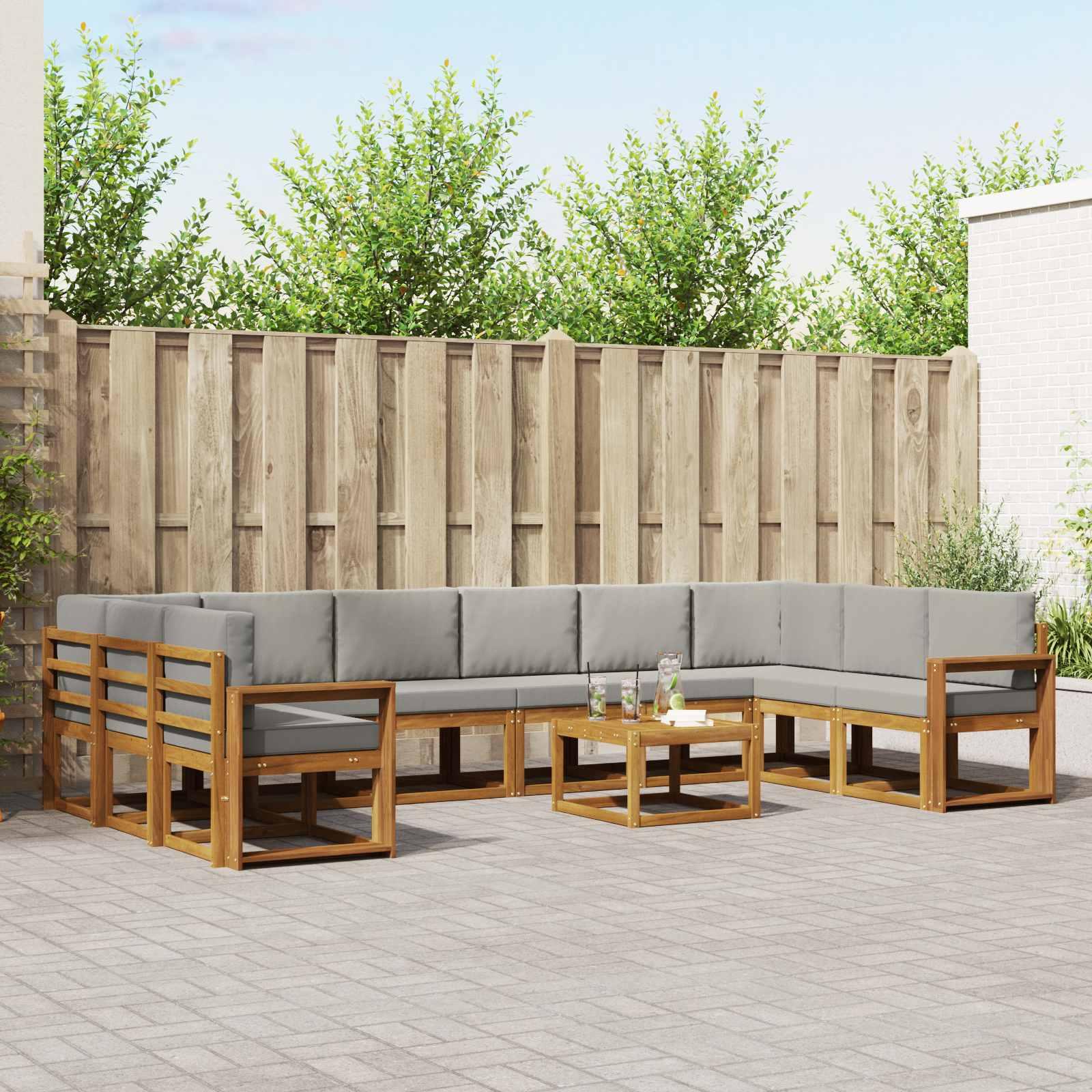 Sofa Sæt 11 stk Naturlig og Lys Grå Soli Akacietræ og polyester billede