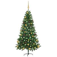 Kunstigt juletræ med lys og kuglesæt 150 cm grøn