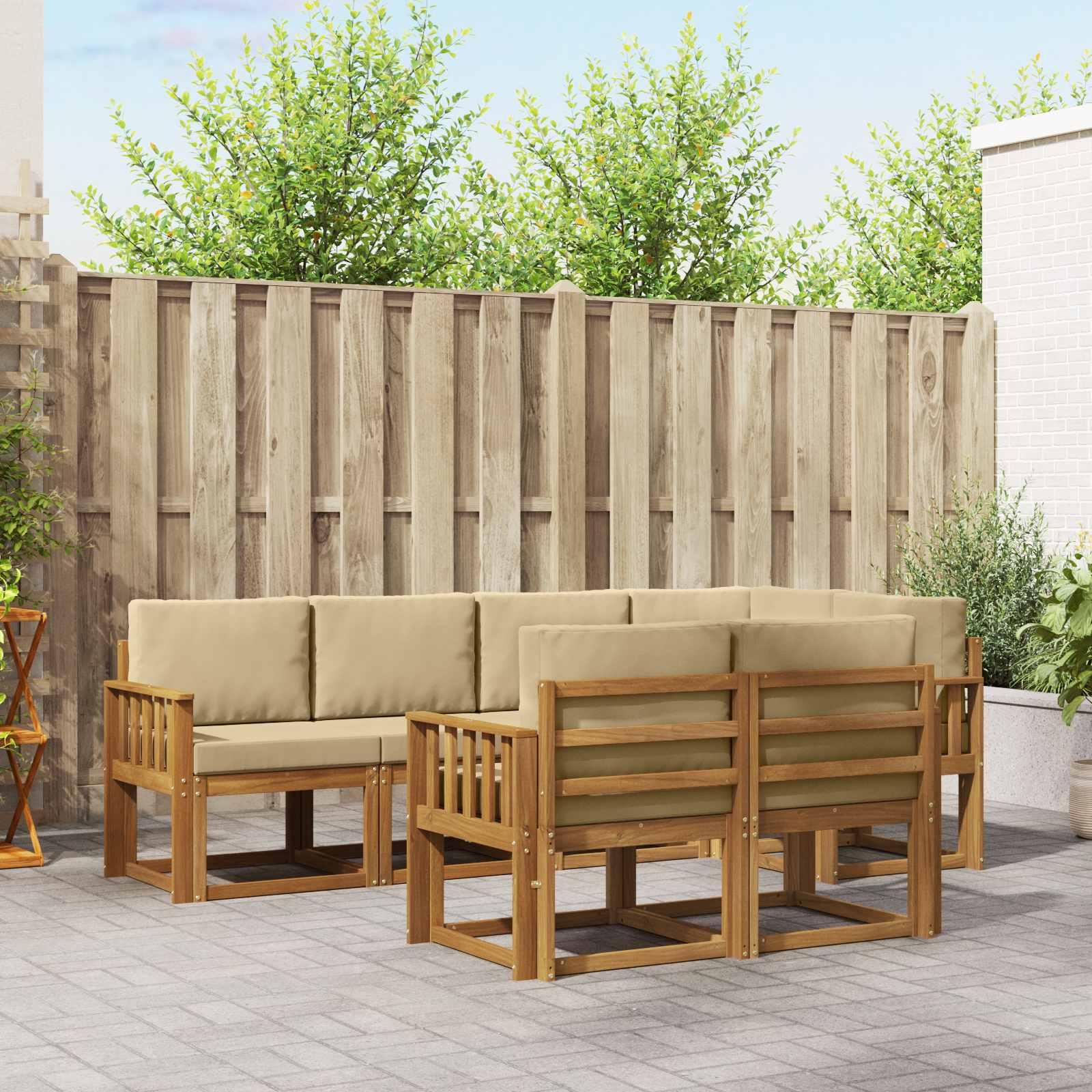 Sofa Sæt 7 stk Naturlig og Beige Soli Akacietræ og polyester billede