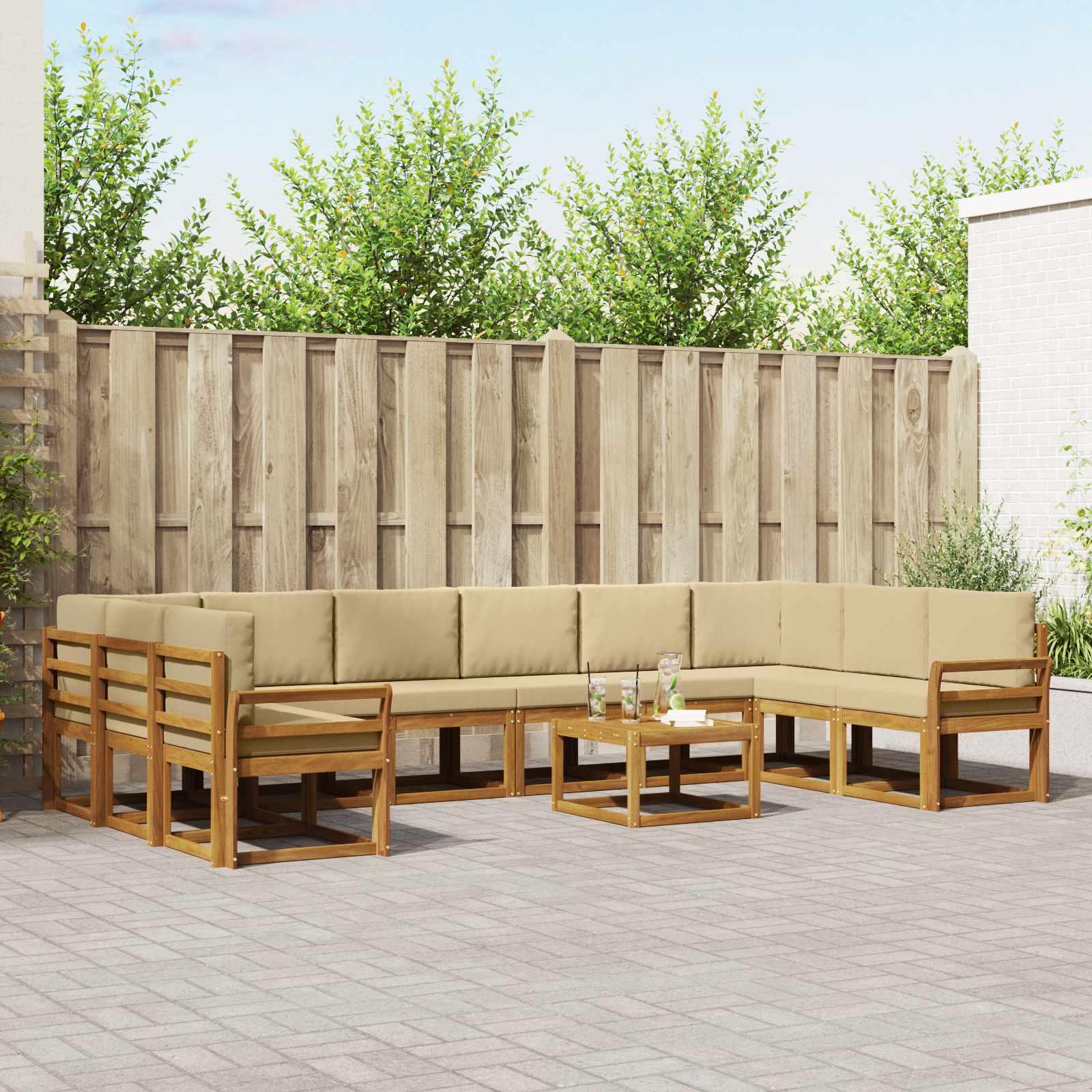 Sofa Sæt 11 stk Naturlig og Beige Soli Akacietræ og polyester billede