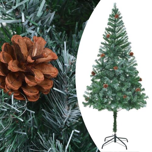 Juletræ med lys + julekugler og grankogler 180 cm