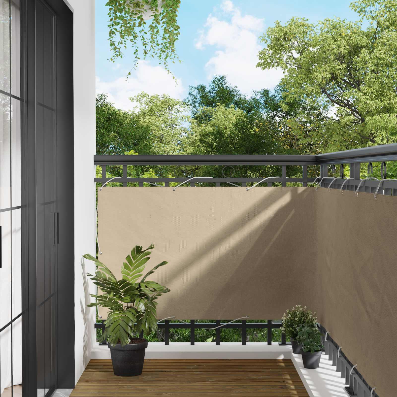 Altan Skærm Beige 100 x 400 cm Oxford stof billede