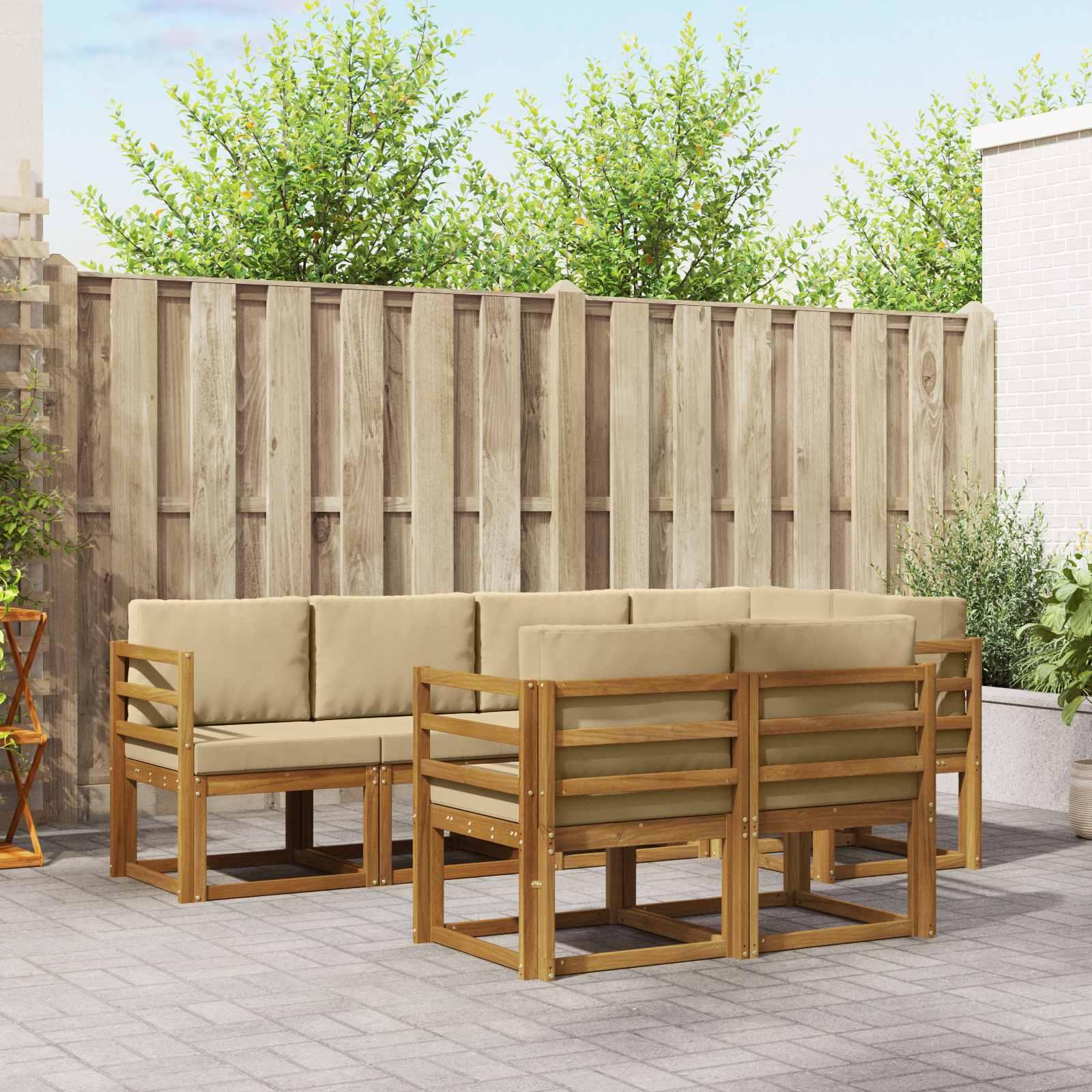 Sofa Sæt 7 stk Naturlig og Beige Soli Akacietræ og polyester billede