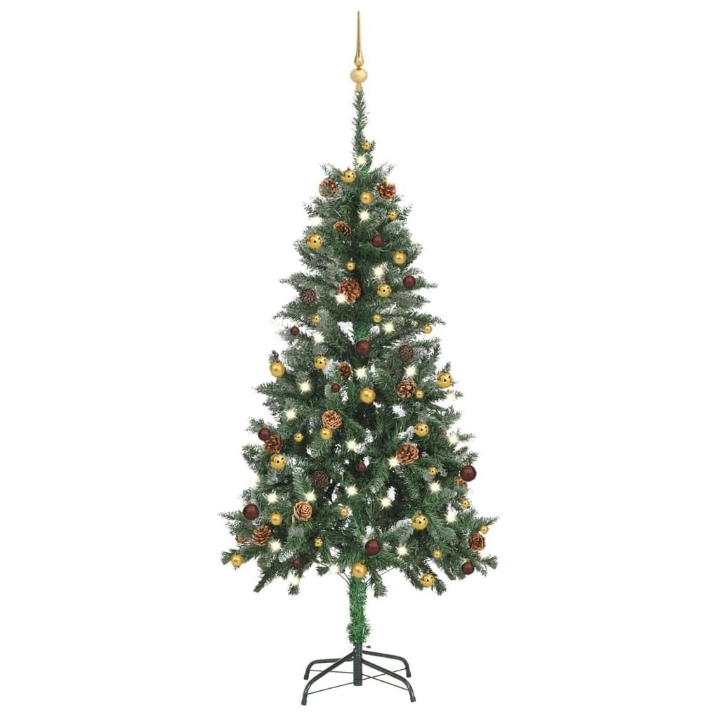 Kunstigt juletræ med lys og kuglesæt 150 cm