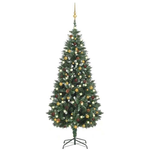 Kunstigt juletræ med lys og kuglesæt 180 cm