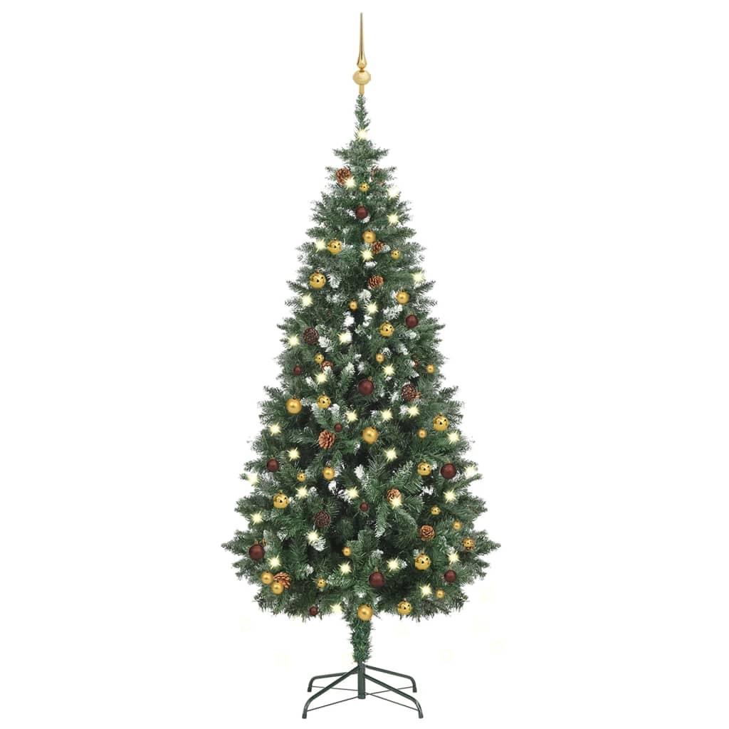 Kunstigt juletræ med lys og kuglesæt 180 cm
