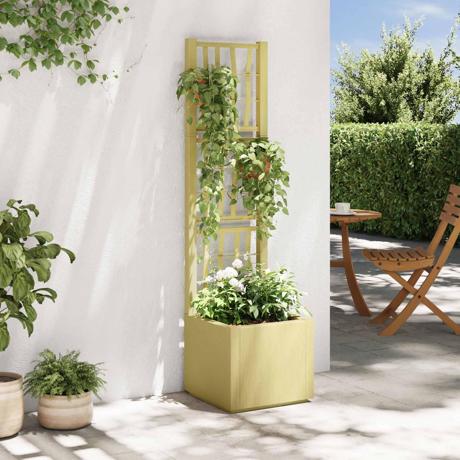 Havekrukke med trellis Grøn 36 x 36 x 140 cm PP billede