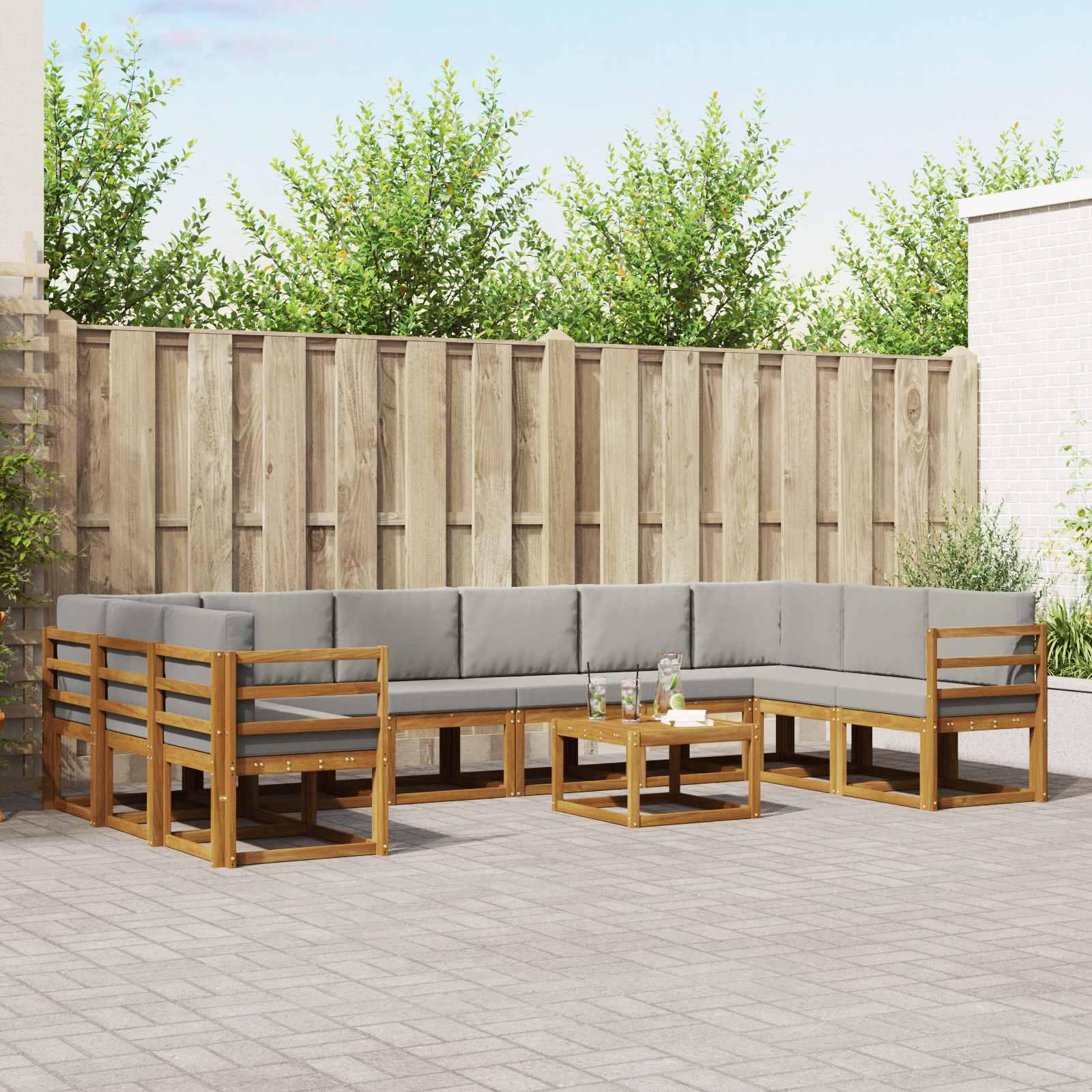 Sofa Sæt 11 stk Naturlig og Lys Grå Soli Akacietræ og polyester billede