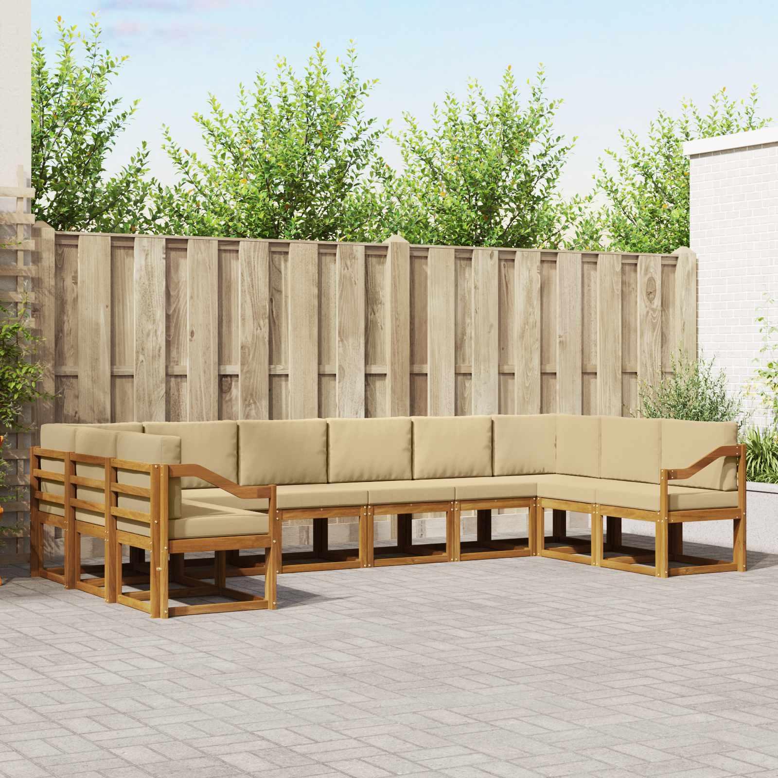 Sofa Sæt 10 stk Naturlig og Beige Soli Akacietræ og polyester billede