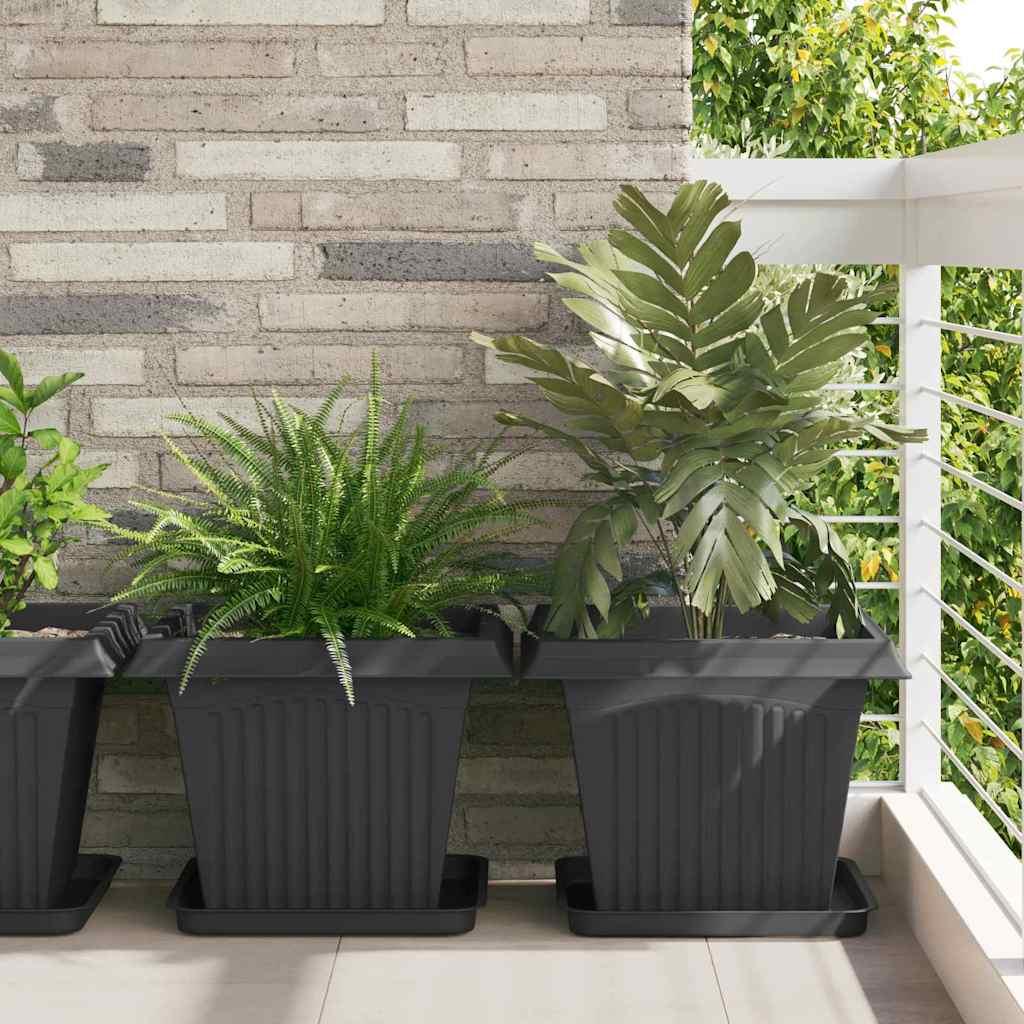 Firkantet Blomsterkrukke 6 stk Sort 43 x 43 x 33,5 cm Plastik billede