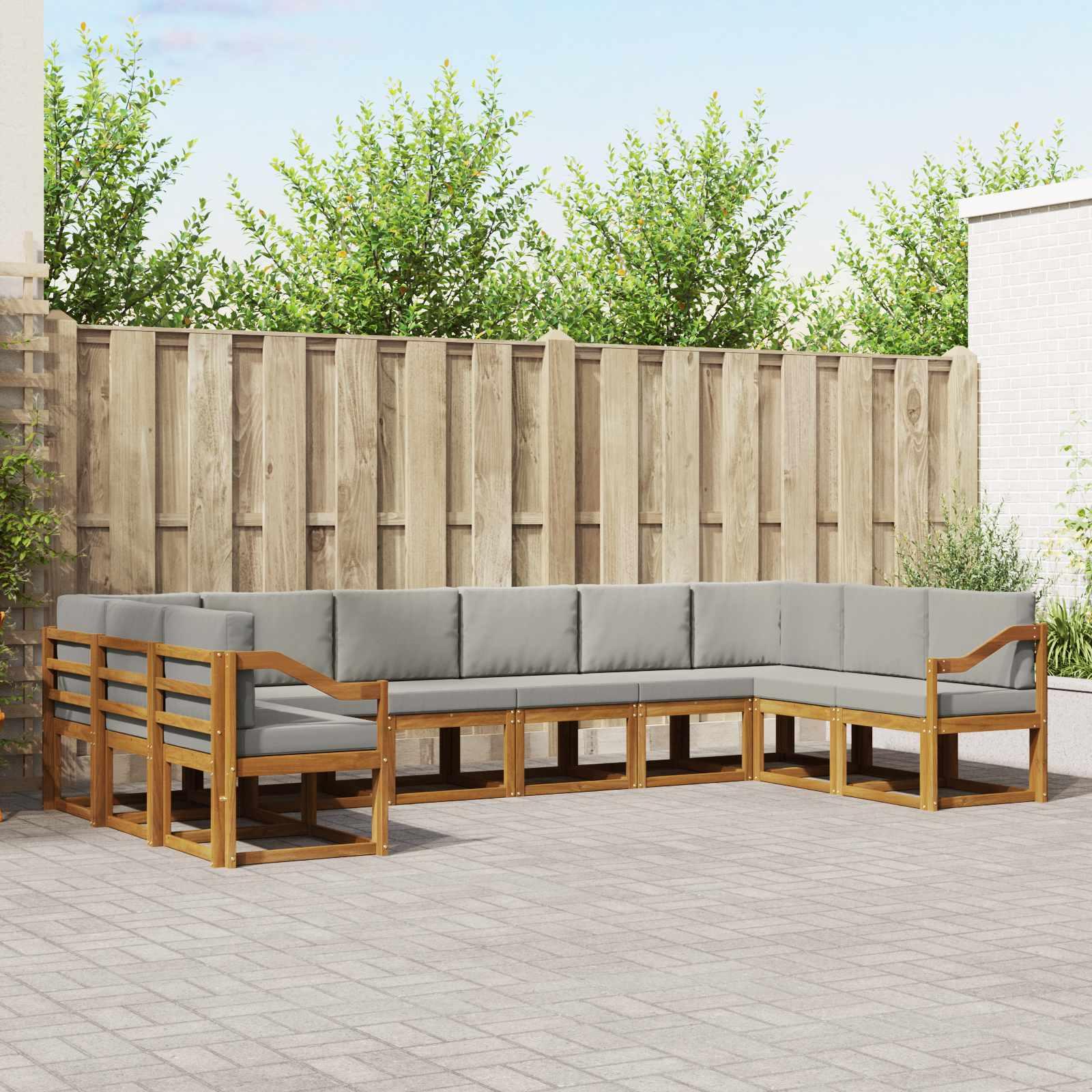 Sofa Sæt 10 stk Naturlig og Lys Grå Soli Akacietræ og polyester billede