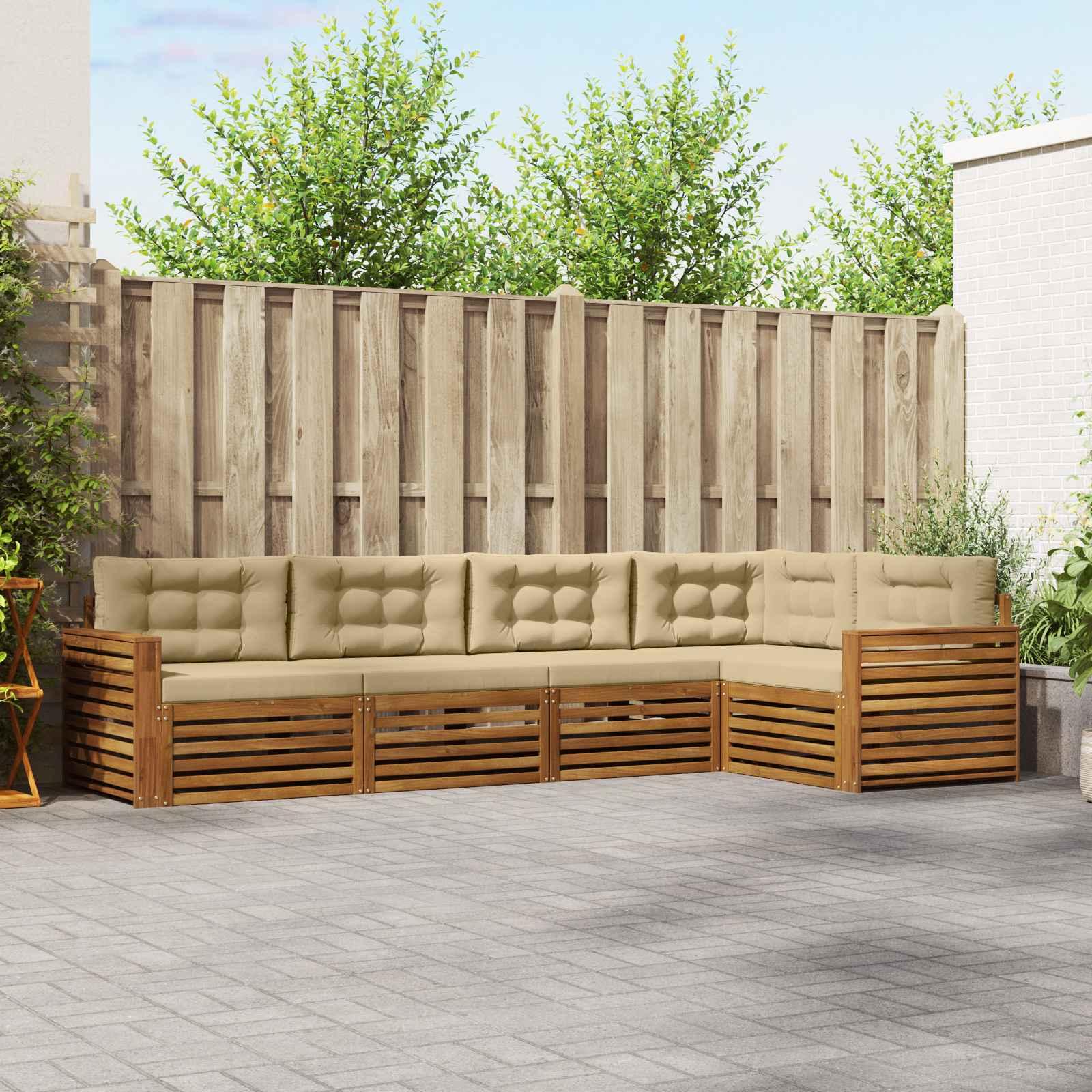 Udendørs sofagruppe med pude 5 stk Naturlig og Beige billede