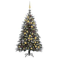 Kunstigt juletræ m. LED og kuglesæt + puddersne PVC PE 120 cm