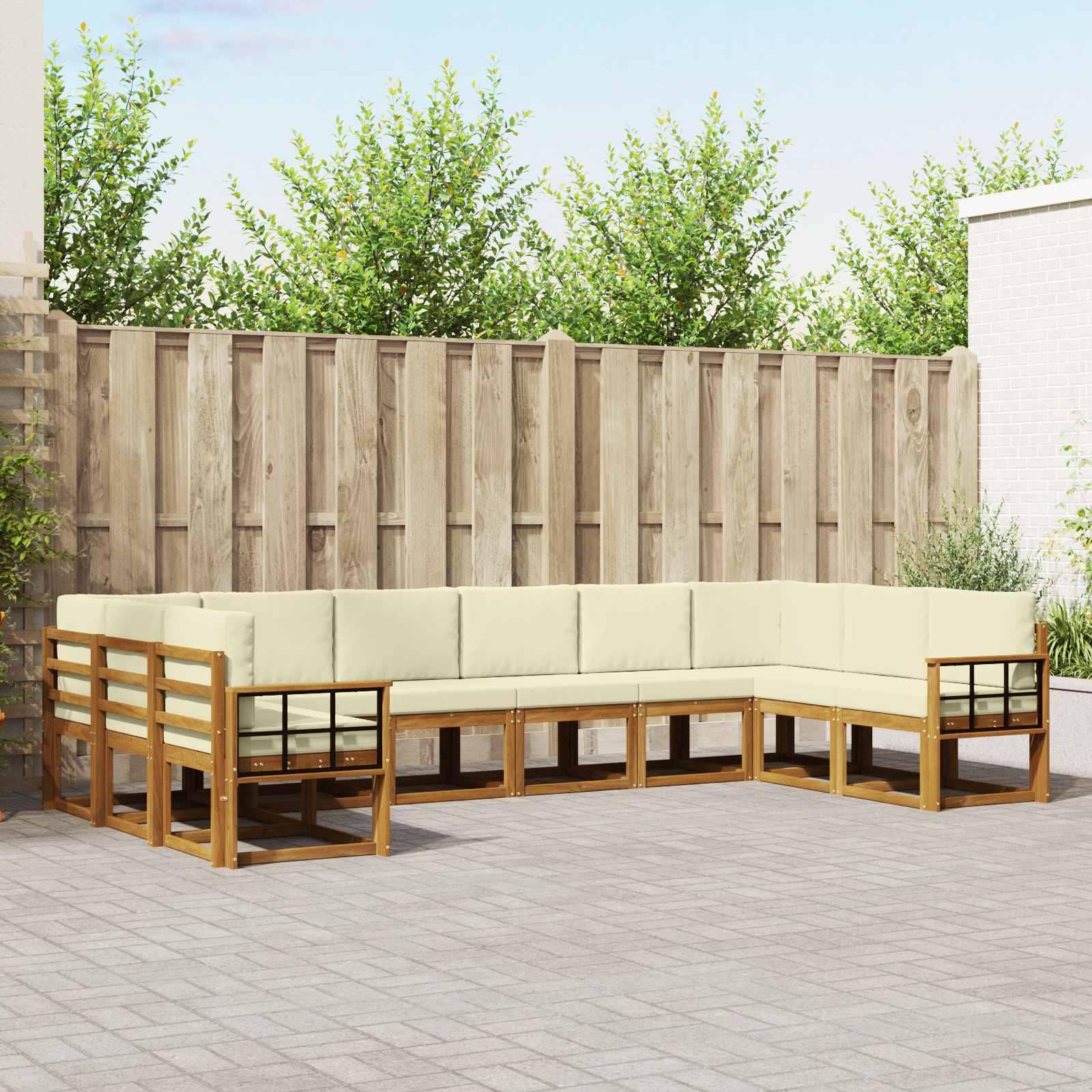 Sofa Sæt 10 stk Naturlig og Fløde Soli Akacietræ og polyester billede