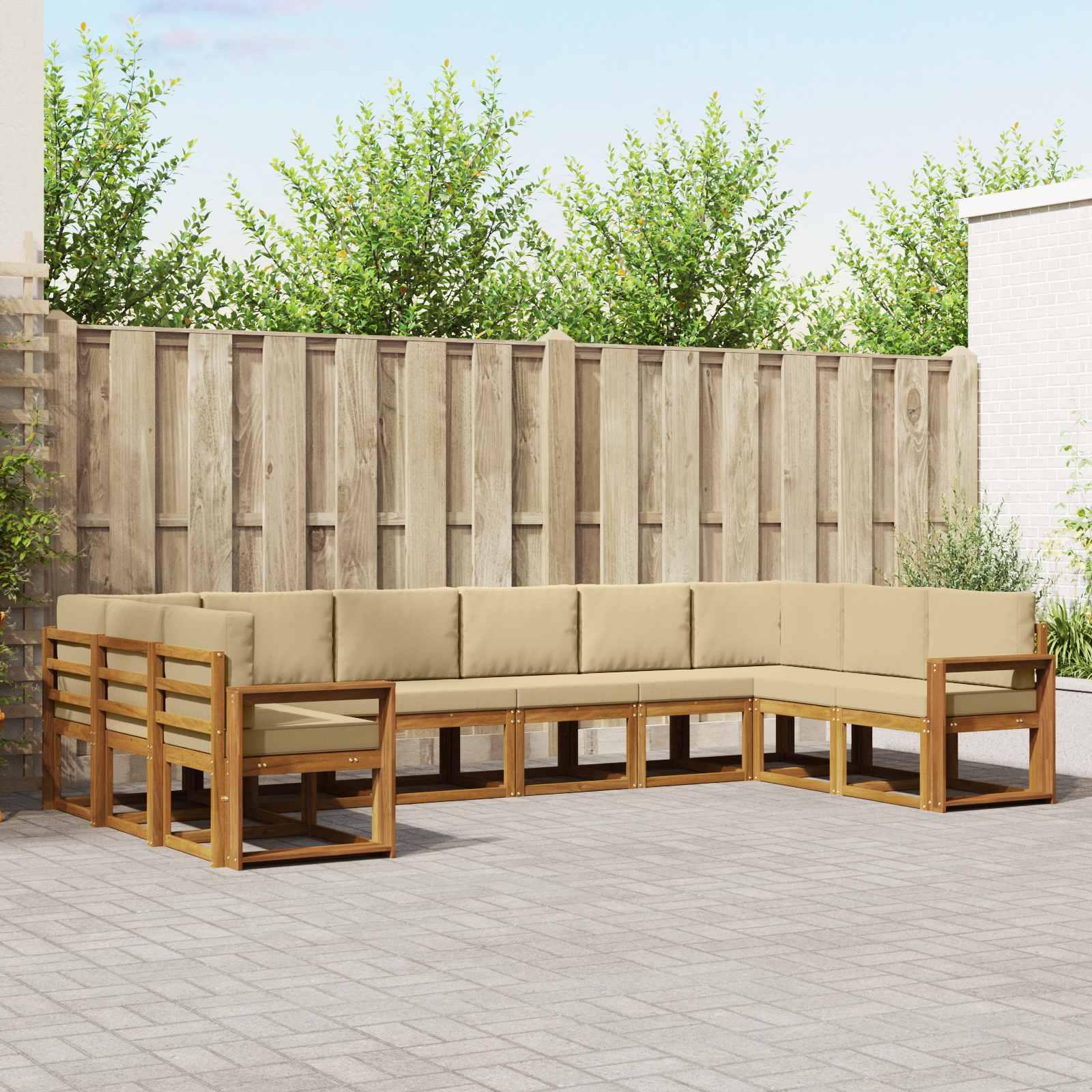 Sofa Sæt 10 stk Naturlig og Beige Soli Akacietræ og polyester billede
