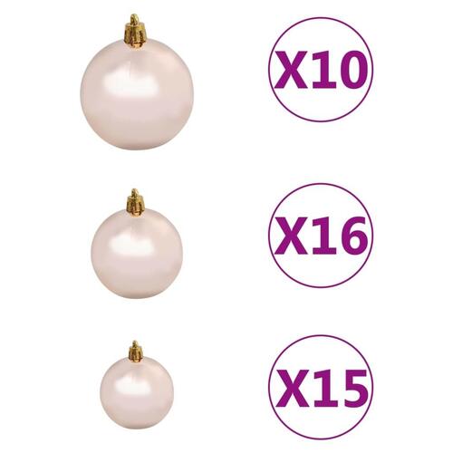 Juletræ med sne + lys + julekugler og grankogler 210 cm