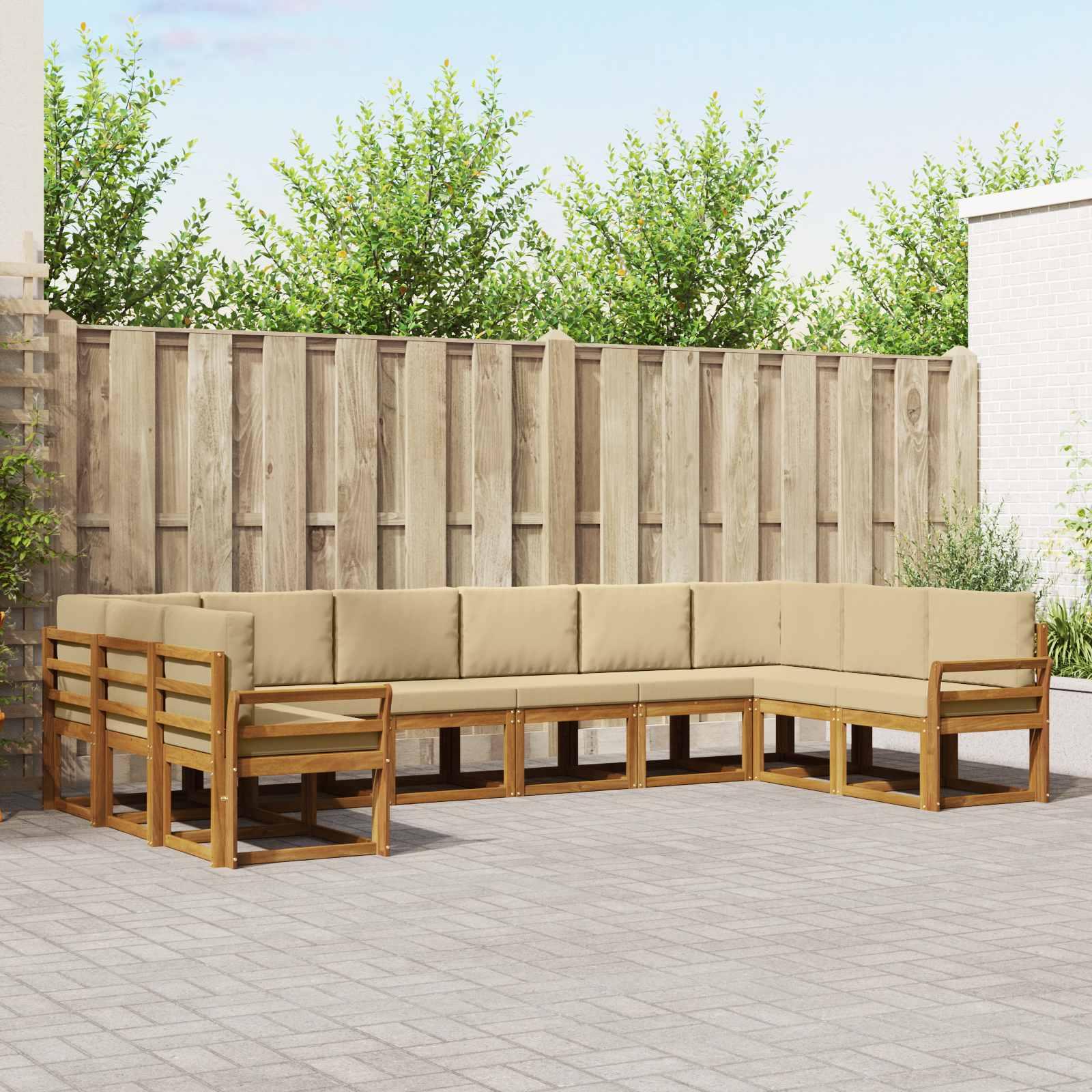 Sofa Sæt 10 stk Naturlig og Beige Soli Akacietræ og polyester billede
