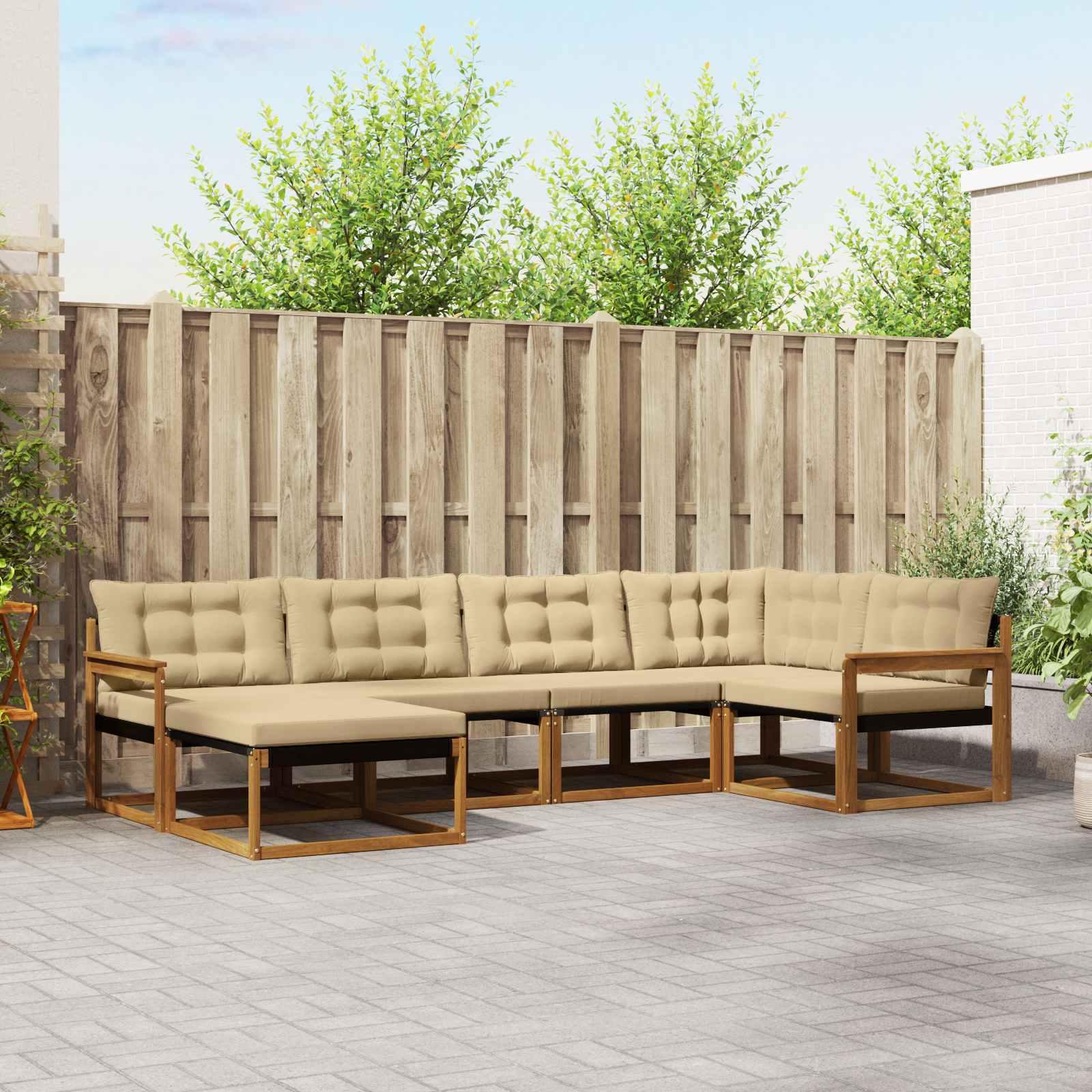 Udendørs sofagruppe 18 stk Naturlig og Beige Massivt Akacietræ billede