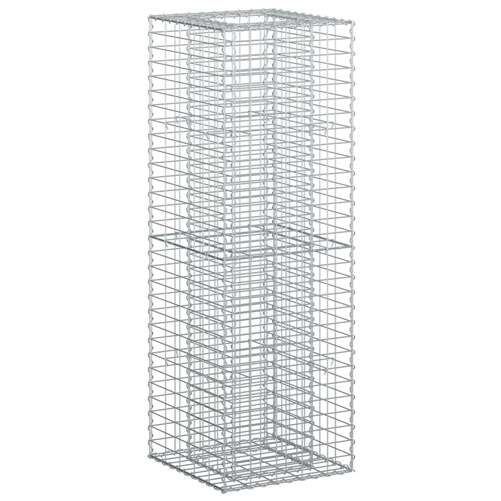 Gabion højbed Sølv 50 x 50 x 150 cm Galvaniseret stål billede