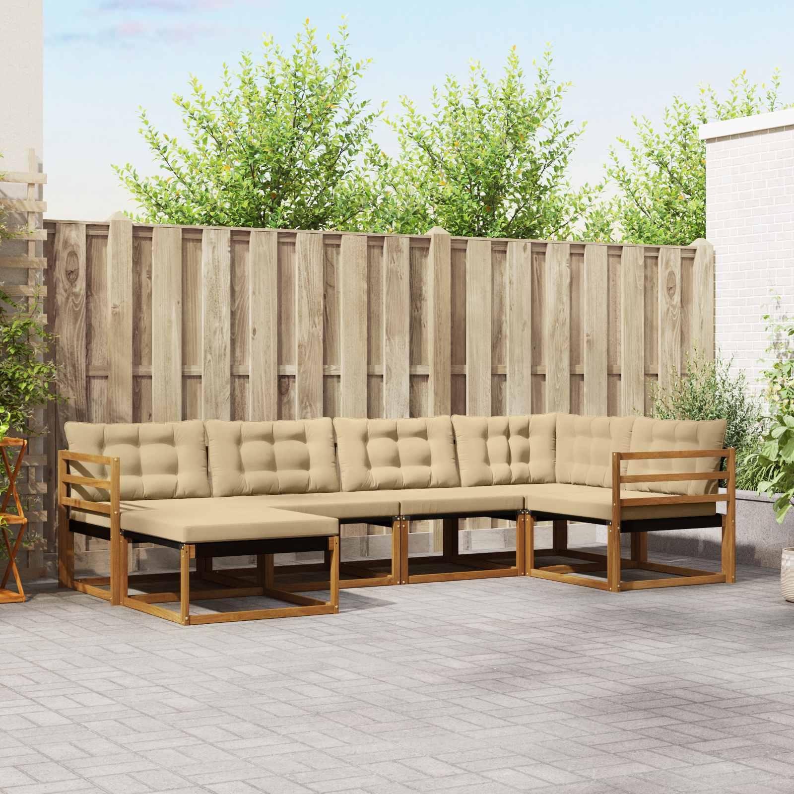 Udendørs sofagruppe 18 stk Naturlig og Beige Massivt Akacietræ billede