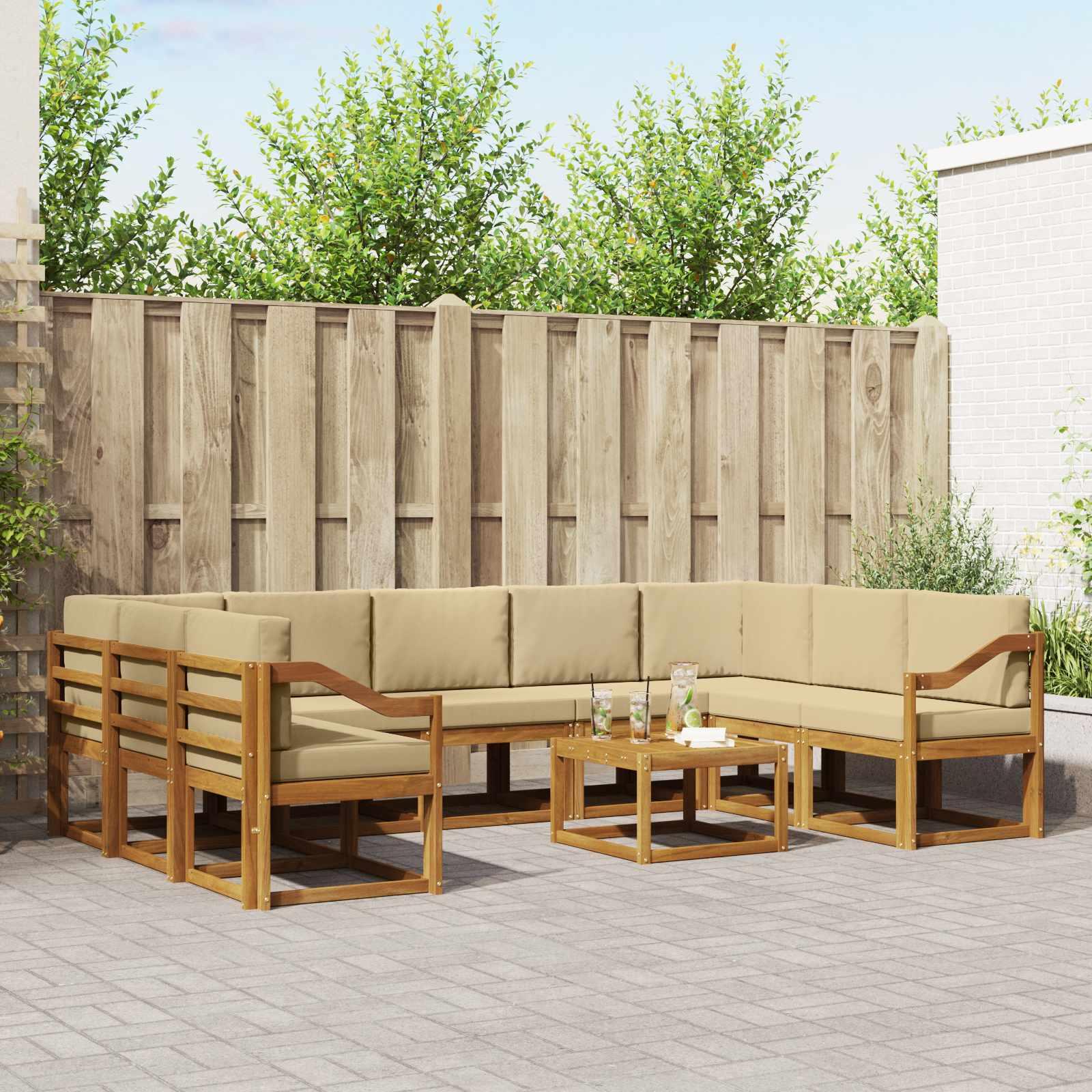 Sofa Sæt 10 stk Naturlig og Beige Soli Akacietræ og polyester billede