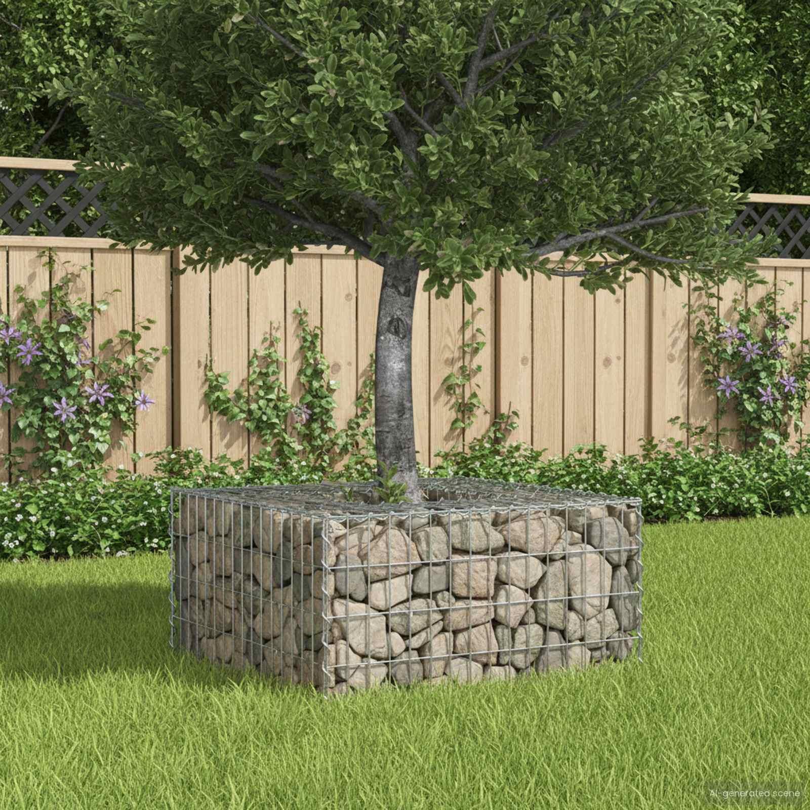 Gabion højbed i galvaniseret stål - sølv 80 × 80 × 40 cm