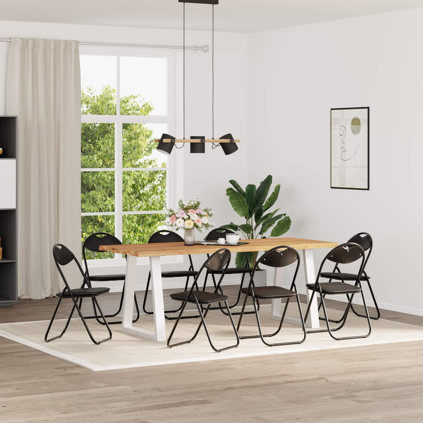 Foldable Spisebordsstol 8 stk Sort 48 x 43,5 x 81 cm PVC stål billede