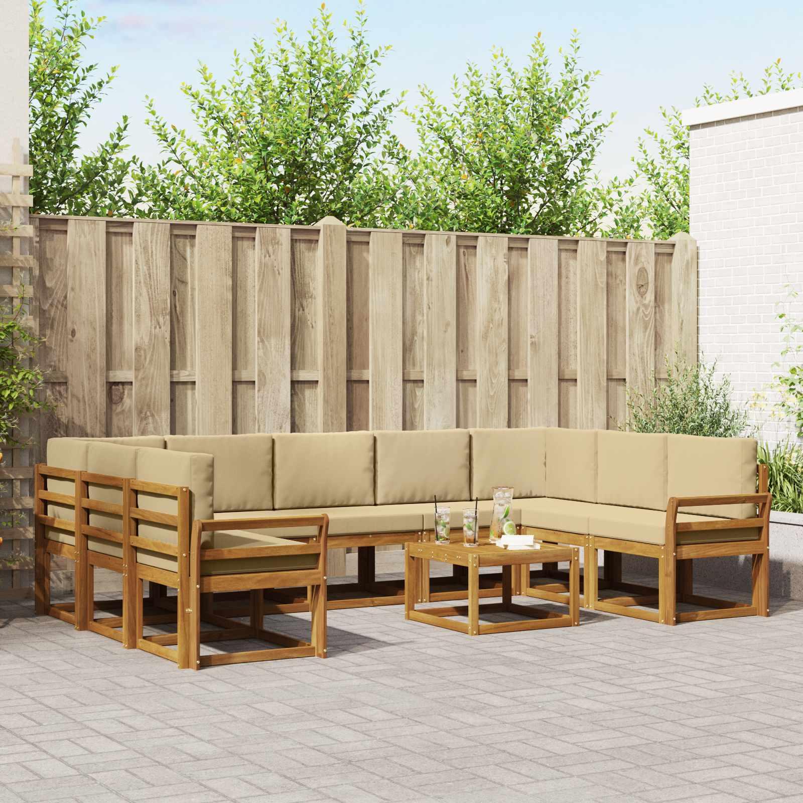Sofa Sæt 10 stk Naturlig og Beige Soli Akacietræ og polyester billede