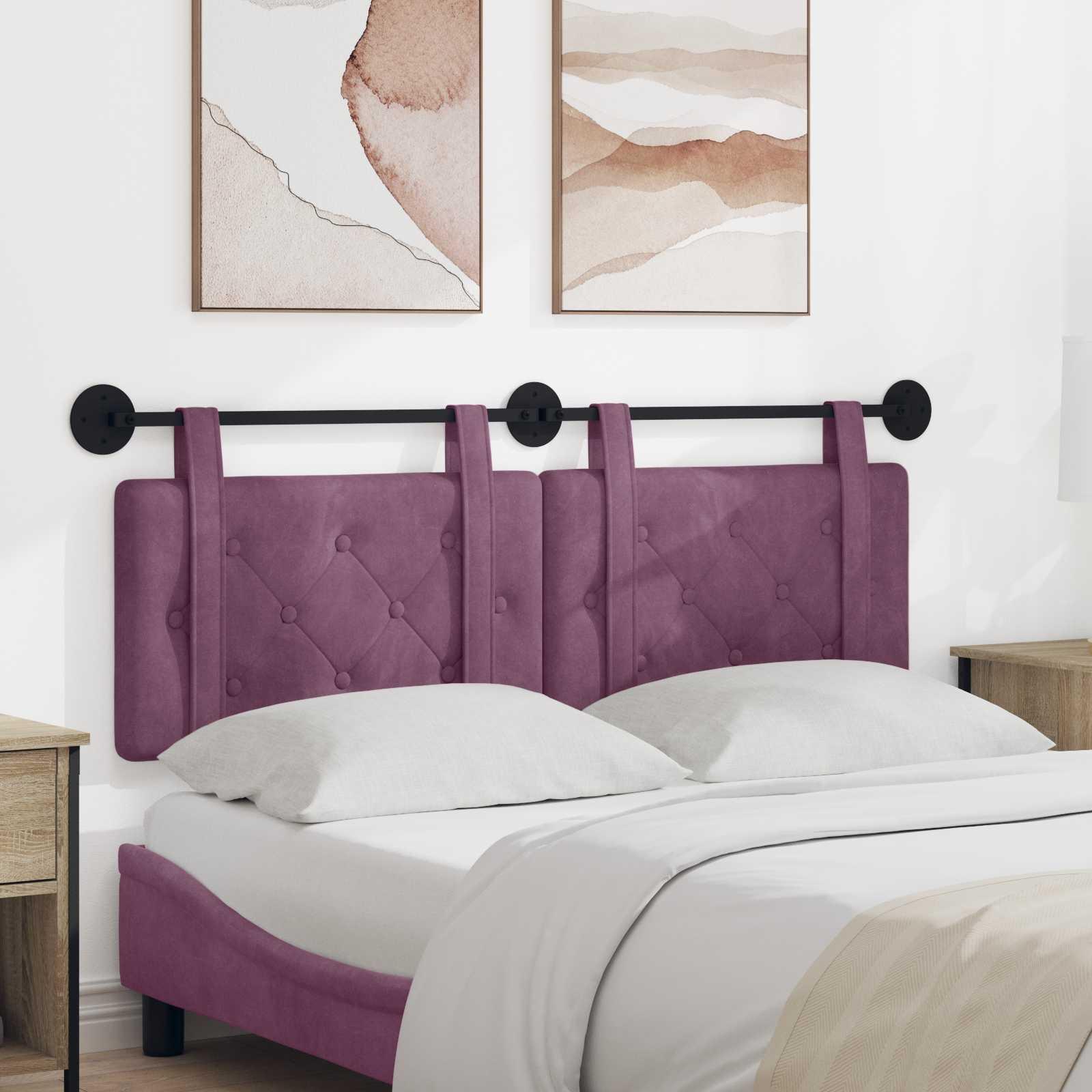 Hængende Hovedgavl Vægmonteret Lilla 150 x 55 x 5 cm Fløjl billede
