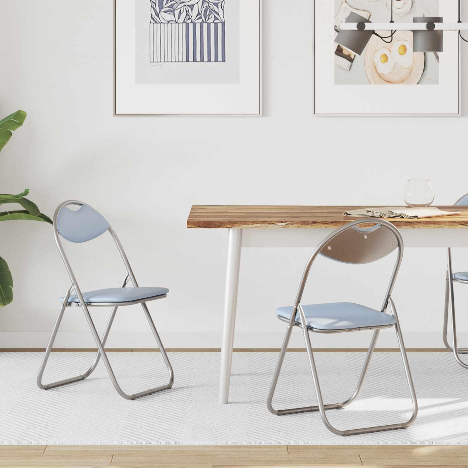 Foldable Spisebordsstol 2 stk Grå 48 x 43,5 x 81 cm PVC stål billede