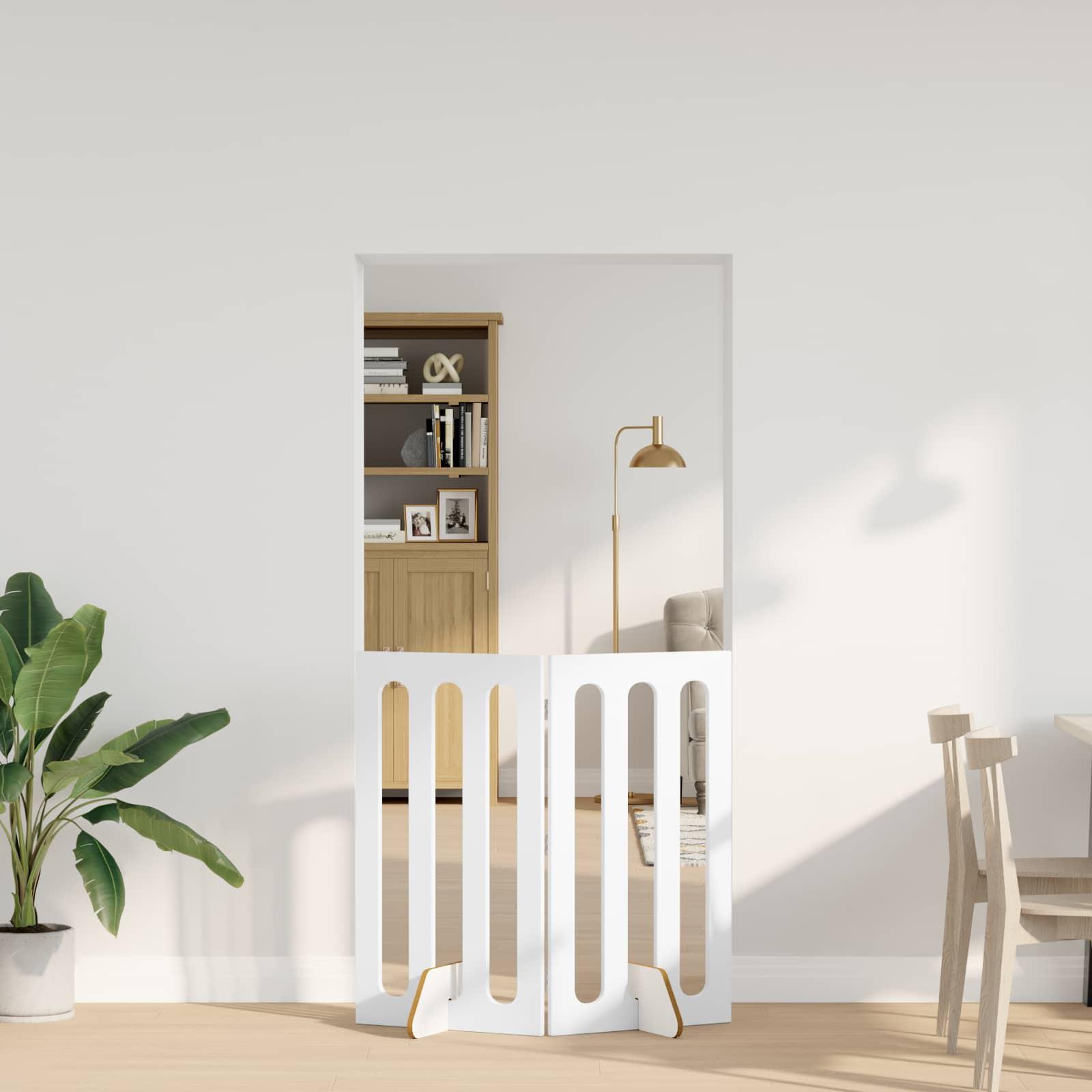Foldbar hundegård 2 stk Hvid 100,5 x 38 x 90 cm Konstrueret træ billede