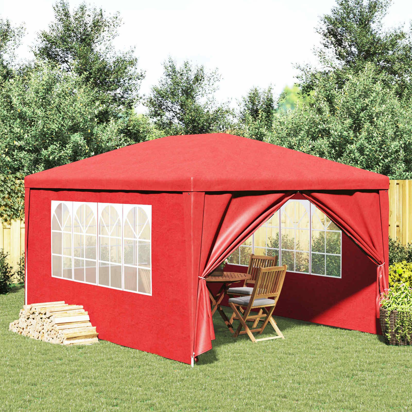 Party telt 400 × 300 × 255 cm - rød PE med stålramme billede