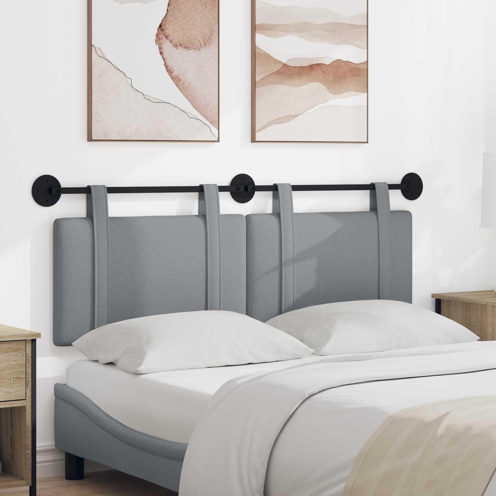 Hængende Hovedgavl Vægmonteret Lysegrå 130 x 55 x 5 cm Stof billede